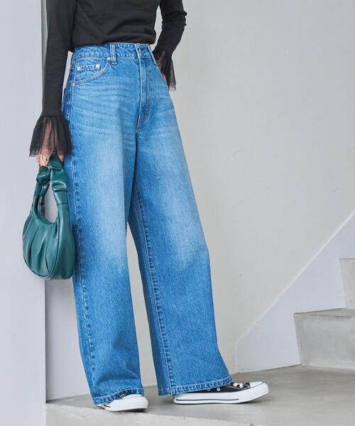 coen(コーエン)の「デニムバギーパンツ(デニムパンツ・レディース・ライトブルー/オフホワイト/コバルトブルー・M/S/L)」の3枚目の写真