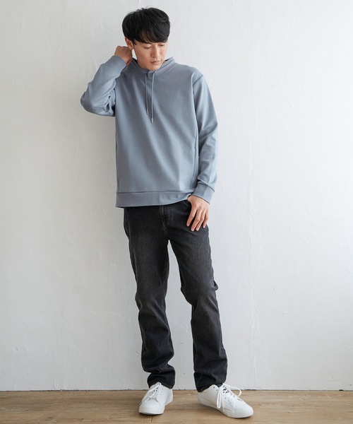 ikka（イッカ）の「【抗菌防臭】GOKU楽ダンボールルーイーカラー（スウェット・メンズ・グレー/スカイブルー/ネイビー/ホワイト・L/XL/S/M）」の8枚目の写真