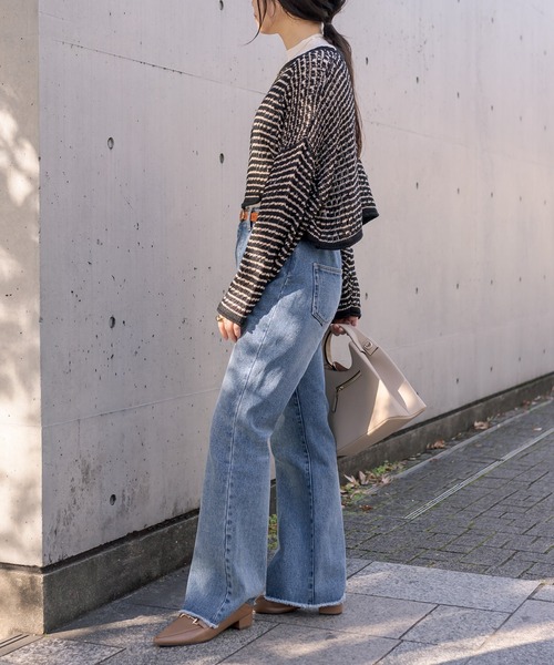 RIVE DROITE（リヴドロワ）の「メッシュショートニット（ニット/セーター・レディース・ブラック/ベージュ・FREE）」の21枚目の写真