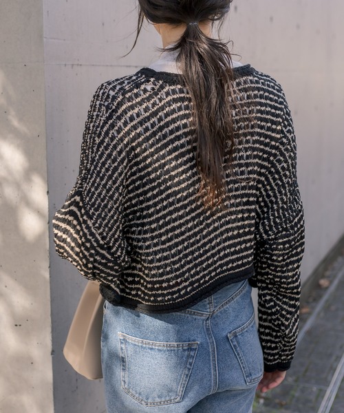 RIVE DROITE（リヴドロワ）の「メッシュショートニット（ニット/セーター・レディース・ブラック/ベージュ・FREE）」の15枚目の写真