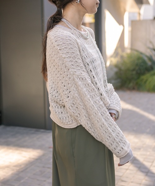 RIVE DROITE（リヴドロワ）の「メッシュショートニット（ニット/セーター・レディース・ブラック/ベージュ・FREE）」の16枚目の写真