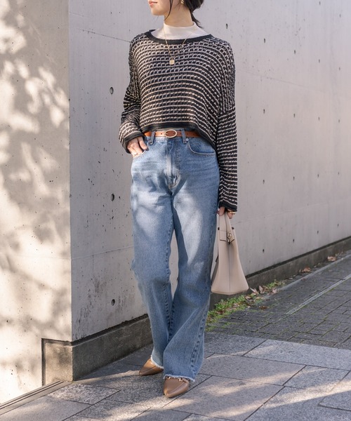 RIVE DROITE（リヴドロワ）の「メッシュショートニット（ニット/セーター・レディース・ブラック/ベージュ・FREE）」の12枚目の写真