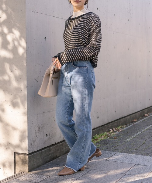 RIVE DROITE（リヴドロワ）の「メッシュショートニット（ニット/セーター・レディース・ブラック/ベージュ・FREE）」の18枚目の写真