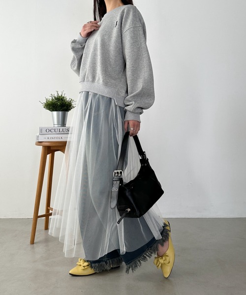 CLEA（クレア）の「レイヤードギャザーチュールスカート（スカート・レディース・ブラック/ホワイト・FREE）」の6枚目の写真