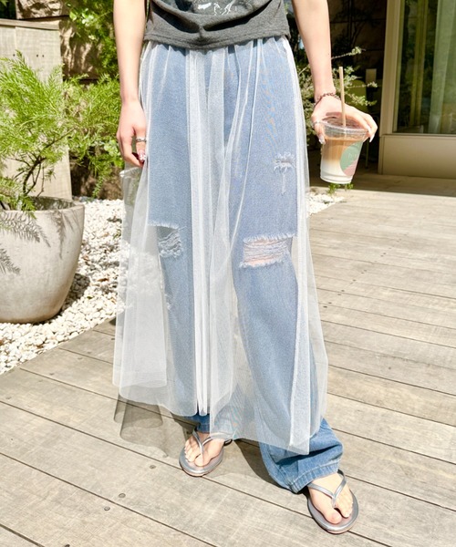 CLEA（クレア）の「レイヤードギャザーチュールスカート（スカート・レディース・ブラック/ホワイト・FREE）」の19枚目の写真