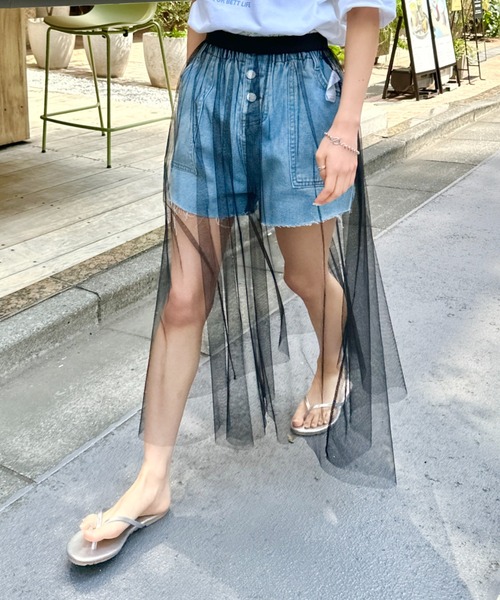 CLEA（クレア）の「レイヤードギャザーチュールスカート（スカート・レディース・ブラック/ホワイト・FREE）」の17枚目の写真