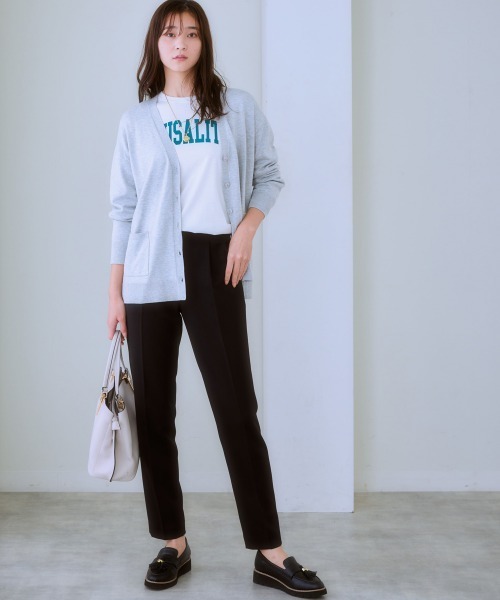 7days Life Styling(セブンデイズライフスタイリング)の「サイドスリットVネックカーディガン(毛玉になりにくい・静電防止・UVカット・タンブル乾燥OK)(ニット/セーター・レディース・ネイビー/サックスブルー/杢グレー・S/M/L/LL)」の8枚目の写真