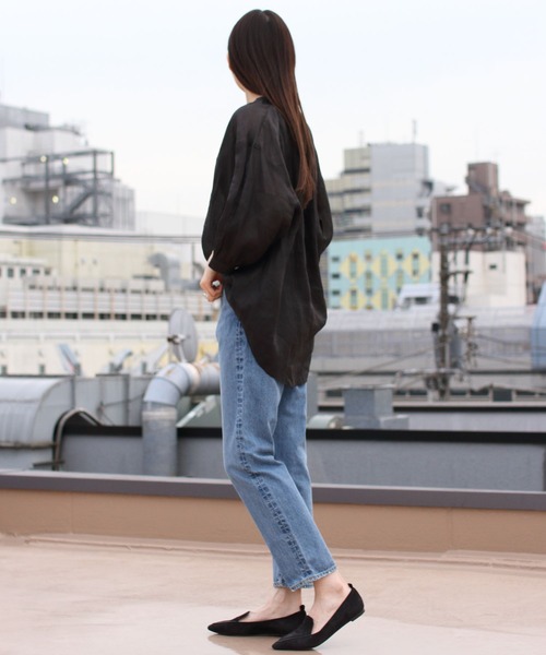 LE GLAZIK(ルグラジック)の「LE GLAZIK/ル グラジック ギャザーネックブラウス LINEN GATHER NECK BLOUSE LG-B0048 RAT(シャツ/ブラウス・レディース・ブラック/オレンジ・36)」の11枚目の写真