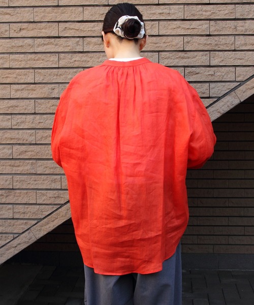 セール】LE GLAZIK/ル グラジック ギャザーネックブラウス LINEN