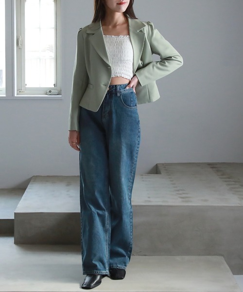 Cheek（チーク）の「シャーリングキャミソール（キャミソール・レディース・ホワイト/イエロー/ブラック/グリーン・MEDIUM）」の7枚目の写真