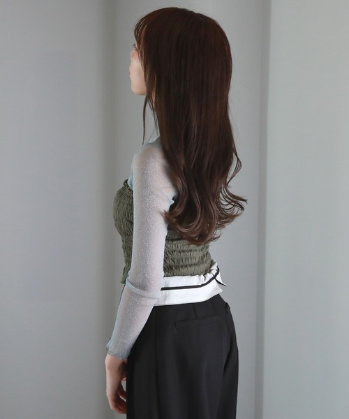 Cheek（チーク）の「シャーリングキャミソール（キャミソール・レディース・ホワイト/イエロー/ブラック/グリーン・MEDIUM）」の13枚目の写真