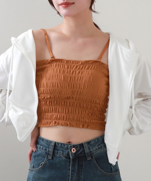 Cheek（チーク）の「シャーリングキャミソール（キャミソール・レディース・ホワイト/イエロー/ブラック/グリーン・MEDIUM）」の14枚目の写真