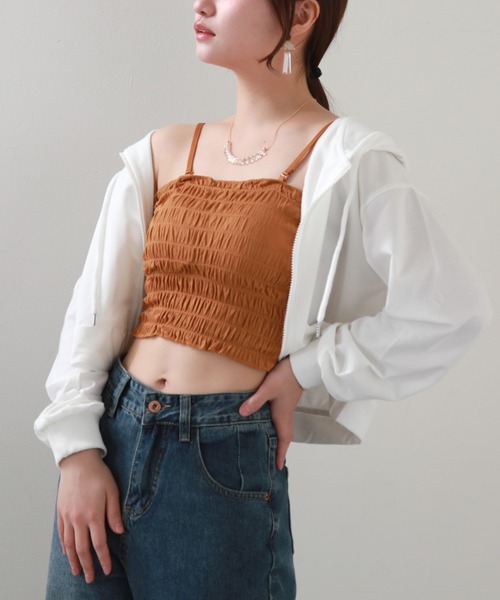 Cheek（チーク）の「シャーリングキャミソール（キャミソール・レディース・ホワイト/イエロー/ブラック/グリーン・MEDIUM）」の15枚目の写真