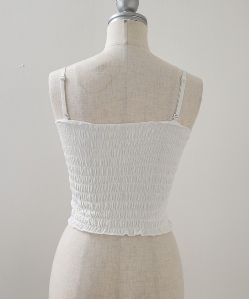 Cheek（チーク）の「シャーリングキャミソール（キャミソール・レディース・ホワイト/イエロー/ブラック/グリーン・MEDIUM）」の21枚目の写真