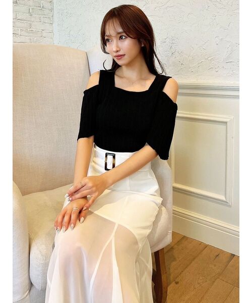 RESEXXY(リゼクシー)の「2wayスリーブニットトップス(ニット/セーター・レディース・アイボリー/ブラック/グレー・FREE)」の4枚目の写真