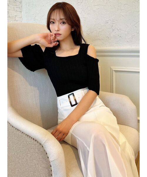 RESEXXY(リゼクシー)の「2wayスリーブニットトップス(ニット/セーター・レディース・アイボリー/ブラック/グレー・FREE)」の5枚目の写真