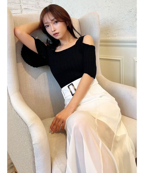 RESEXXY(リゼクシー)の「2wayスリーブニットトップス(ニット/セーター・レディース・アイボリー/ブラック/グレー・FREE)」の6枚目の写真