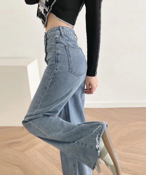 Miniministore(ミニミニストア)の「デニムストレートパンツ ハイウエスト韓国(デニムパンツ・レディース・サックスブルー・M/S/L/XL)」の9枚目の写真