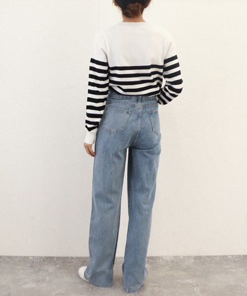 Miniministore(ミニミニストア)の「デニムストレートパンツ ハイウエスト韓国(デニムパンツ・レディース・サックスブルー・M/S/L/XL)」の14枚目の写真