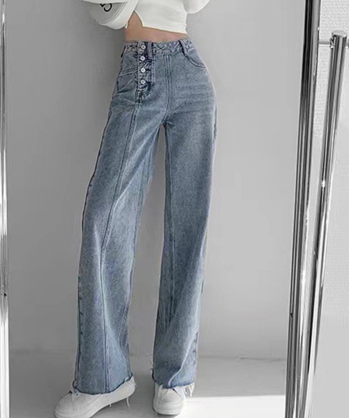 Miniministore(ミニミニストア)の「デニムストレートパンツ ハイウエスト韓国(デニムパンツ・レディース・サックスブルー・M/S/L/XL)」の22枚目の写真