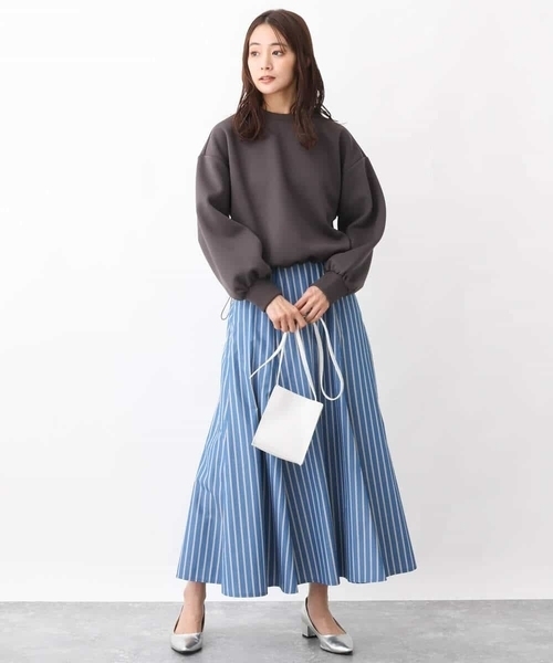 MK MICHEL KLEIN(エムケーミッシェルクラン)の「ストライプ柄フレアースカート/洗える(スカート・レディース・ベージュ/ブルー・38)」の19枚目の写真