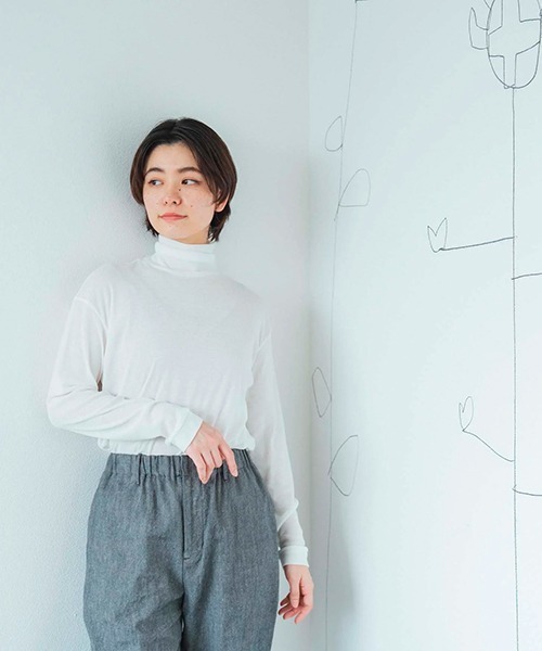 tシャツ コットンスーピマ テレコ ハイネック レディース コットンスーピマ テレコ ハイネック（Tシャツ/カットソー）｜D