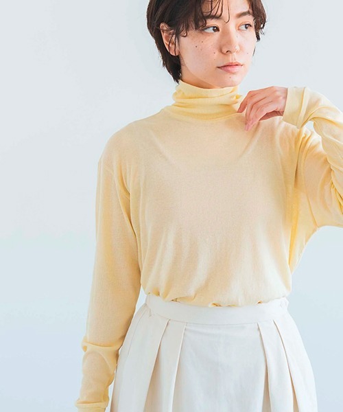 tシャツ コットンスーピマ テレコ ハイネック レディース コットンスーピマ テレコ ハイネック（Tシャツ/カットソー）｜D