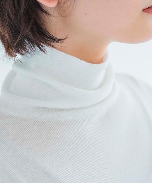 tシャツ コットンスーピマ テレコ ハイネック レディース コットンスーピマ テレコ ハイネック（Tシャツ/カットソー）｜D