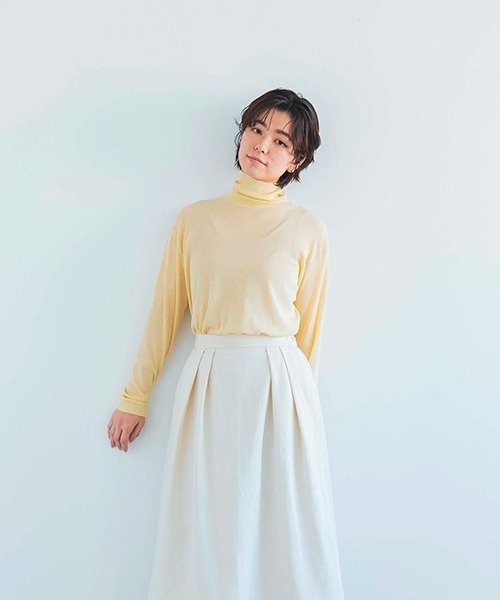 tシャツ コットンスーピマ テレコ ハイネック レディース コットンスーピマ テレコ ハイネック（Tシャツ/カットソー）｜D