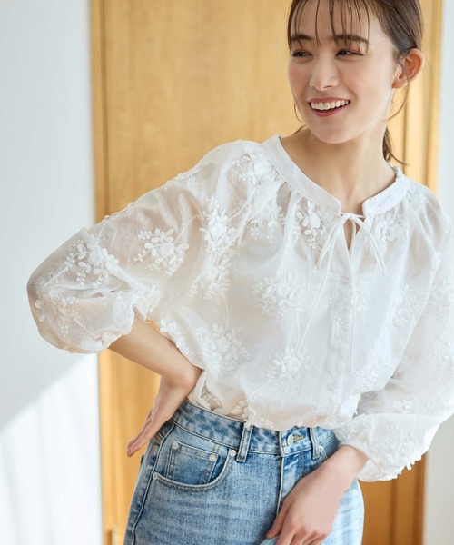 フラワー刺繍シアーブラウス（シャツ/ブラウス）｜fifth