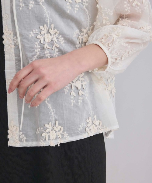 ☆7.6万☆ forte forte 新品 シルク混 フローラルシアーブラウス