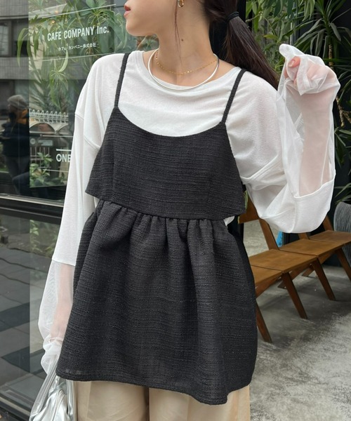 WILLOW（ウィロー）の「【willow】シアーツイードキャミチュニック（キャミソール・レディース・ブラック/ホワイト・ONE SIZE）」の2枚目の写真