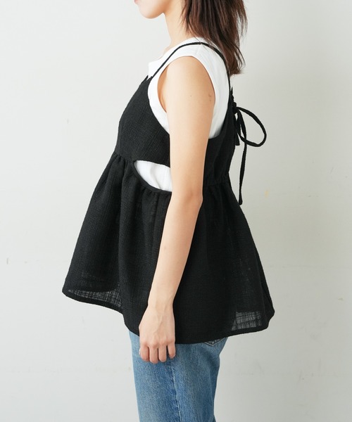 WILLOW（ウィロー）の「【willow】シアーツイードキャミチュニック（キャミソール・レディース・ブラック/ホワイト・ONE SIZE）」の5枚目の写真