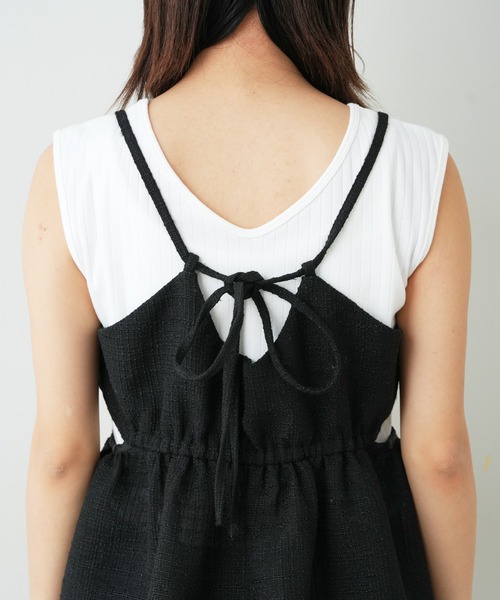WILLOW（ウィロー）の「【willow】シアーツイードキャミチュニック（キャミソール・レディース・ブラック/ホワイト・ONE SIZE）」の7枚目の写真