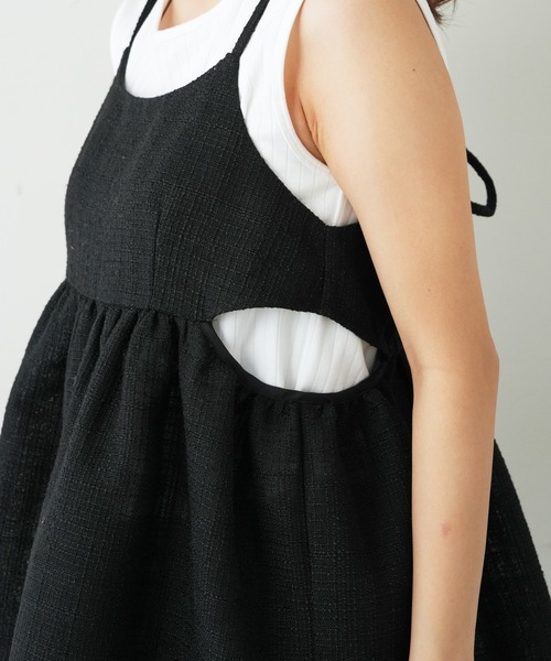 WILLOW（ウィロー）の「【willow】シアーツイードキャミチュニック（キャミソール・レディース・ブラック/ホワイト・ONE SIZE）」の9枚目の写真