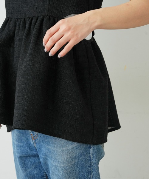 WILLOW（ウィロー）の「【willow】シアーツイードキャミチュニック（キャミソール・レディース・ブラック/ホワイト・ONE SIZE）」の3枚目の写真