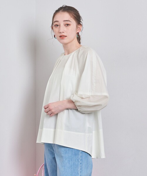UNITED ARROWS シアースリーブ コンビ ブラウス　2024 UNITED ARROWS（ユナイテッドアローズ）の「シアースリーブ
