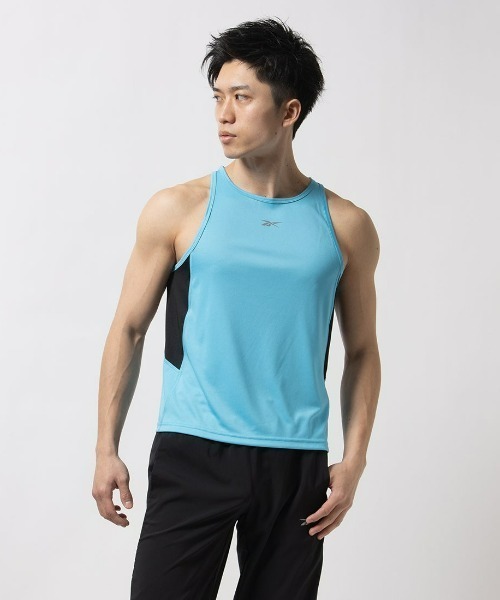 Reebok(リーボック)の「ランニング スピードウィック シングレット / RUN SPEEDWICK SINGLET(タンクトップ・メンズ・アイボリー/ライトブルー・LARGE/MEDIUM/SMALL/XX-LARGE/X-LARGE)」の2枚目の写真