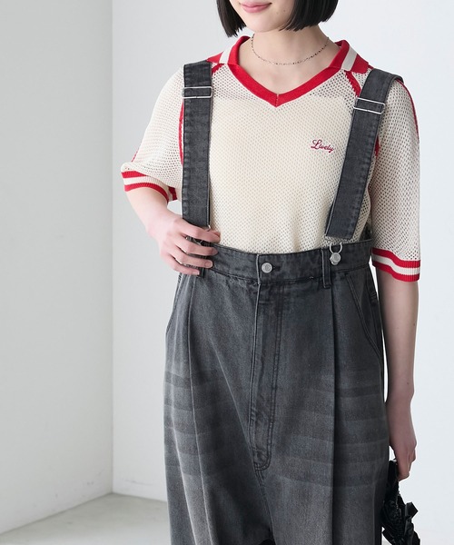 forksy.（フォルクシー）の「【forksy.】ワンポイントロゴメッシュニット半袖ポロシャツ（ポロシャツ・レディース・ブルー/オフホワイト/チャコール・FREE）」の22枚目の写真