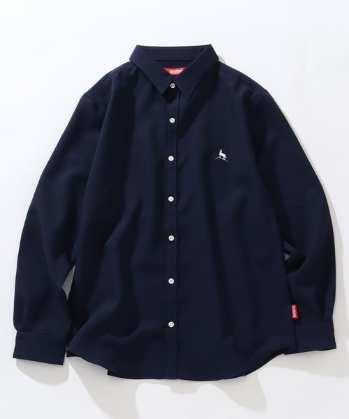 Healthknit(ヘルスニット)の「【Healthknit/ヘルスニット】COOL TOUCH ロングスリーブ レギュラーカラー ワンポイントシャツ(シャツ/ブラウス・メンズ・グレイッシュベージュ/ブラック/ネイビー/ホワイト・L/M/XL)」の4枚目の写真