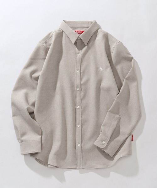 Healthknit(ヘルスニット)の「【Healthknit/ヘルスニット】COOL TOUCH ロングスリーブ レギュラーカラー ワンポイントシャツ(シャツ/ブラウス・メンズ・グレイッシュベージュ/ブラック/ネイビー/ホワイト・L/M/XL)」の3枚目の写真