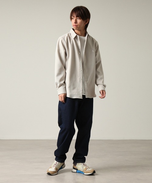 Healthknit(ヘルスニット)の「【Healthknit/ヘルスニット】COOL TOUCH ロングスリーブ レギュラーカラー ワンポイントシャツ(シャツ/ブラウス・メンズ・グレイッシュベージュ/ブラック/ネイビー/ホワイト・L/M/XL)」の18枚目の写真