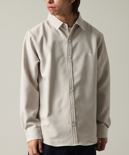 Healthknit(ヘルスニット)の「【Healthknit/ヘルスニット】COOL TOUCH ロングスリーブ レギュラーカラー ワンポイントシャツ(シャツ/ブラウス・メンズ・グレイッシュベージュ/ブラック/ネイビー/ホワイト・L/M/XL)」の15枚目の写真