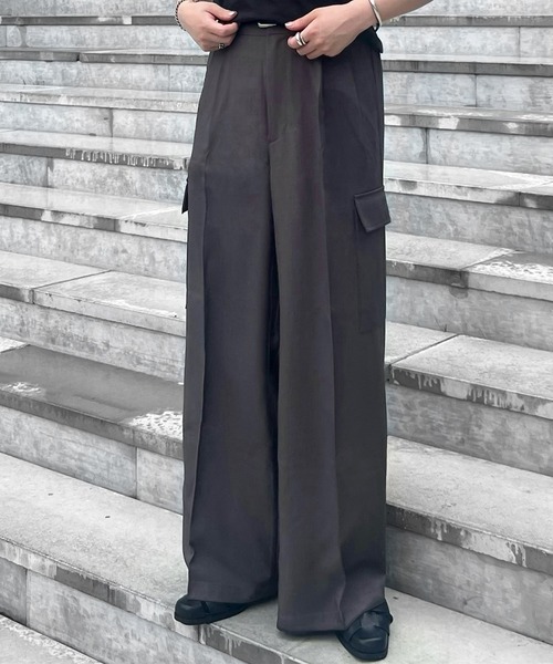 CALLNE】2Tuck Wide Straight Cargo Slacks / 2タックワイドストレート