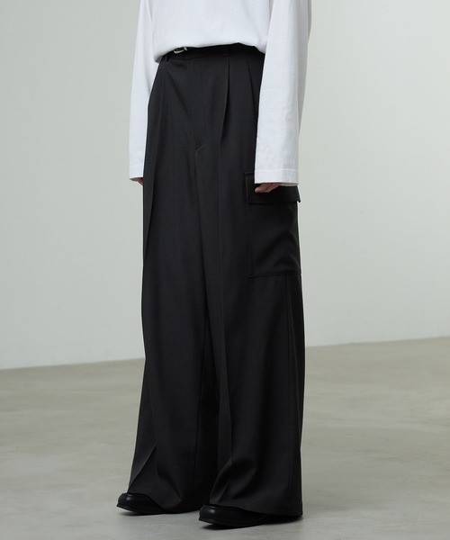 CALLNE】2Tuck Wide Straight Cargo Slacks / 2タックワイドストレート
