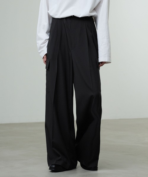 セール】【CALLNE】2Tuck Wide Straight Cargo Slacks / 2タックワイド