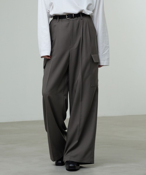 CALLNE】2Tuck Wide Straight Cargo Slacks / 2タックワイドストレート