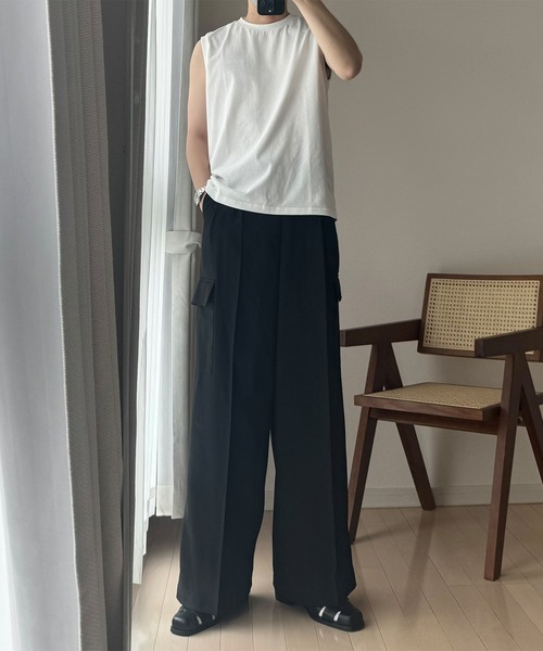 CALLNE（カルネ）の「【CALLNE】2Tuck Wide Straight Cargo Slacks / 2タックワイドストレートカーゴパンツ（スラックス・メンズ・ブラック/ブラウン・M/L）」の20枚目の写真