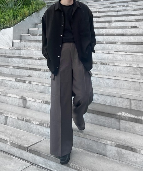 CALLNE（カルネ）の「【CALLNE】2Tuck Wide Straight Cargo Slacks / 2タックワイドストレートカーゴパンツ（スラックス・メンズ・ブラック/ブラウン・M/L）」の17枚目の写真