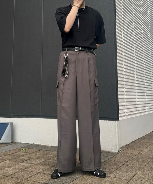 CALLNE（カルネ）の「【CALLNE】2Tuck Wide Straight Cargo Slacks / 2タックワイドストレートカーゴパンツ（スラックス・メンズ・ブラック/ブラウン・M/L）」の13枚目の写真
